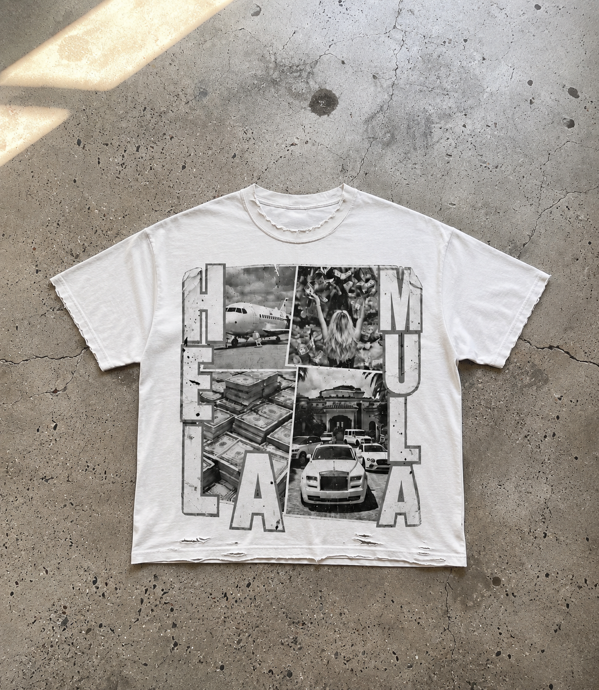 “Rich Life” Distressed Tee